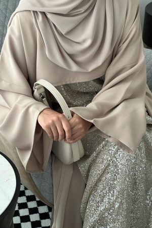 Ensemble Cape ANGELINA et sous abaya sequin BRUN NUDE