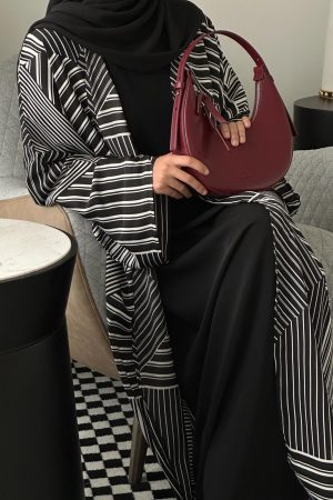 Abaya MAJDA black & white