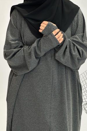 Abaya mitaine GRIS foncé