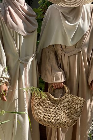 Abaya LAURA brun en lin