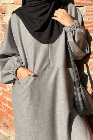 ABAYA SYRINA Gris clair unis