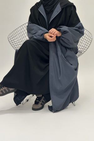 PARKA BI MATIERE gris bleuté