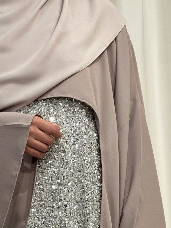 Ensemble Cape ANGELINA et sous abaya sequin BRUN NUDE – Image 6