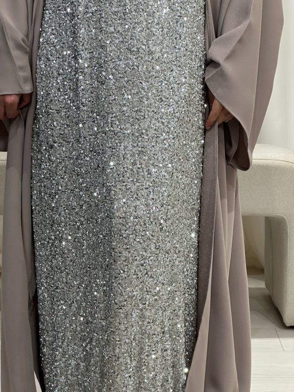 Ensemble Cape ANGELINA et sous abaya sequin BRUN NUDE – Image 2