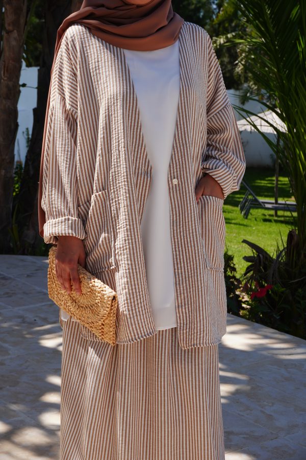 ENSEMBLE LUCY à rayure camel – Image 3