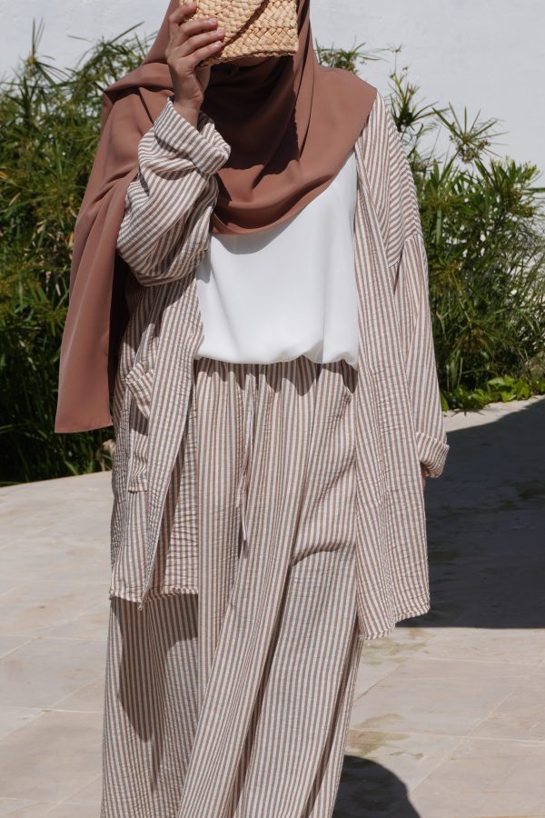ENSEMBLE LUCY à rayure camel – Image 2