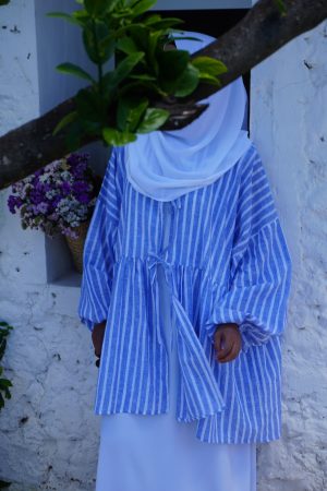 SOFYA TUNIQUE à rayure bleu ciel