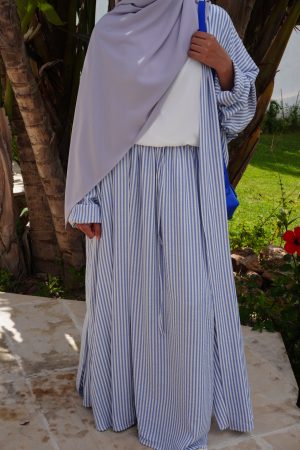 ENSEMBLE BARBARA à rayure bleu ciel
