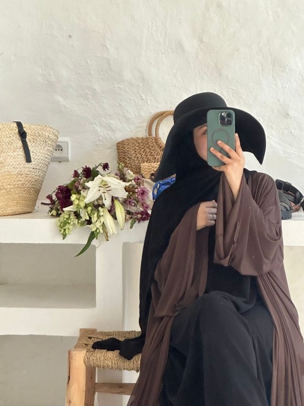 Abaya ouverte JESSY marron chocolat – Image 3