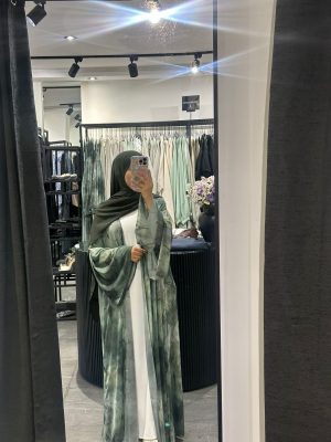 Abaya ouverte JESSY vert dégradé
