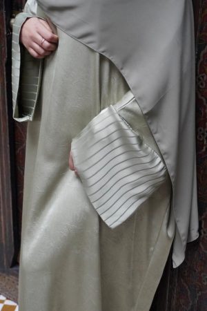 Abaya LATIFA luxe vert anis