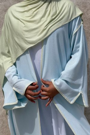 ABAYA ouverte SABYL bleu ciel pastel