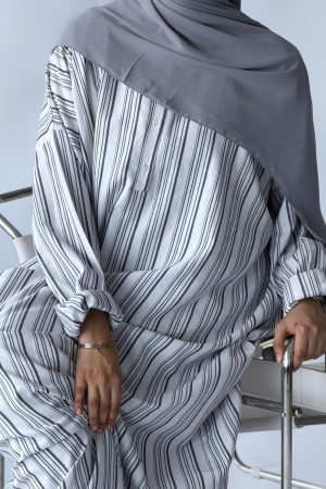 ABAYA BRAZYL blanche à rayure