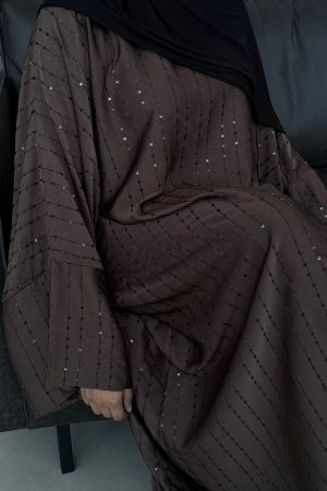 Abaya LATIFA MARRON à sequin