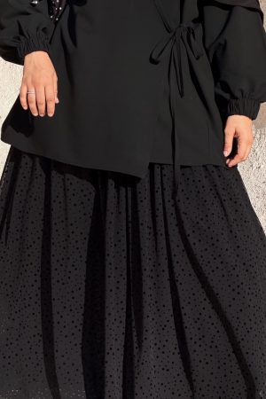 Jupe noir en tulle à petits pois