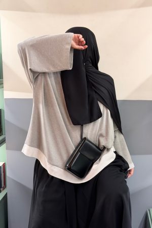 T-shirt bi matière manches longues gris